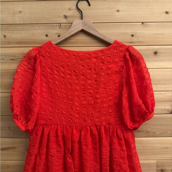 NWT L’Acadamie Revolve XS The Rene Mini Dress Poppy Red Puff Sleeve Christmas - Picture 7 of 9